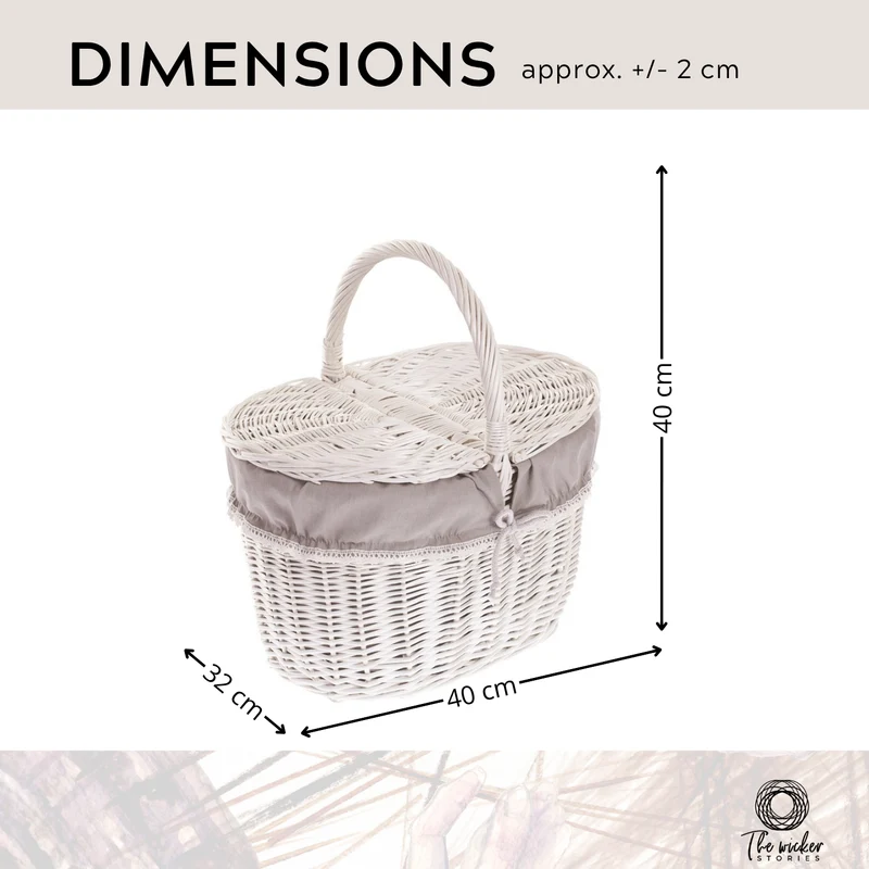 Kastalia wicker picnic basket, shopping basket with handle and lid TheWickerStories