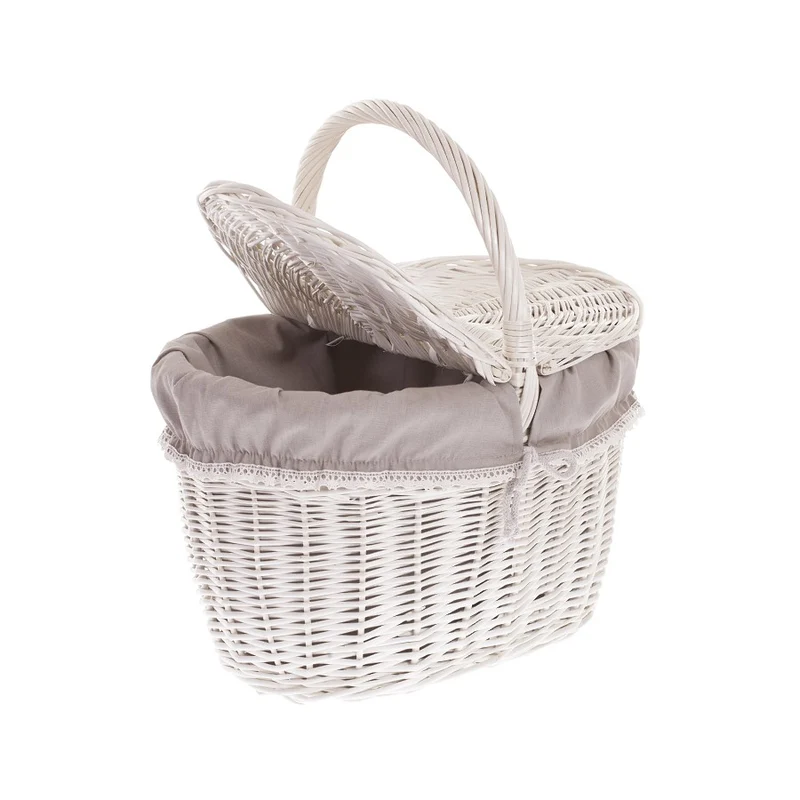 Kastalia wicker picnic basket, shopping basket with handle and lid TheWickerStories