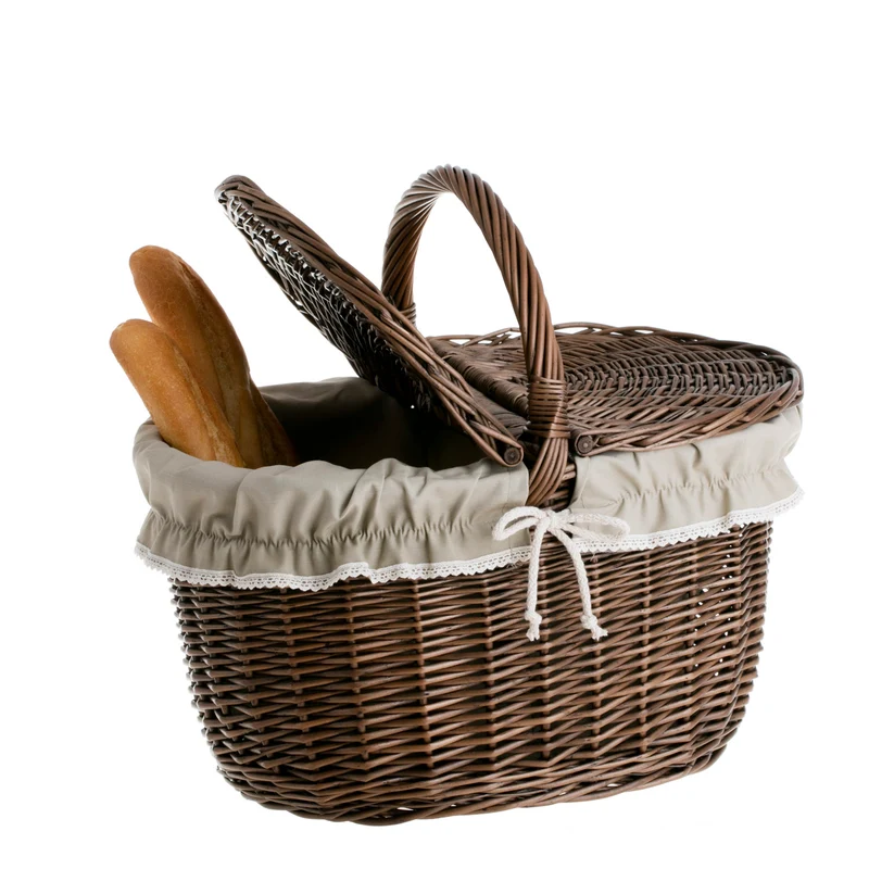 Kastalia wicker picnic basket, shopping basket with handle and lid TheWickerStories