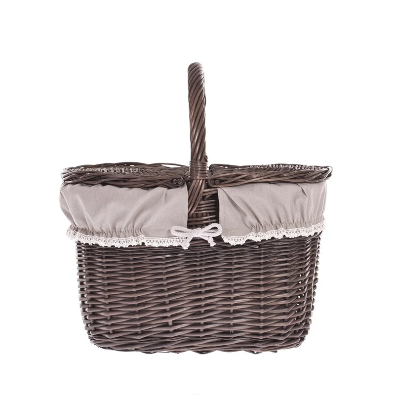 Kastalia wicker picnic basket, shopping basket with handle and lid TheWickerStories