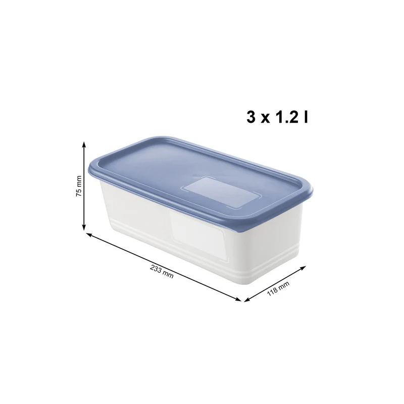 3er Set Gefrierdosen 1,2 l DOMINO