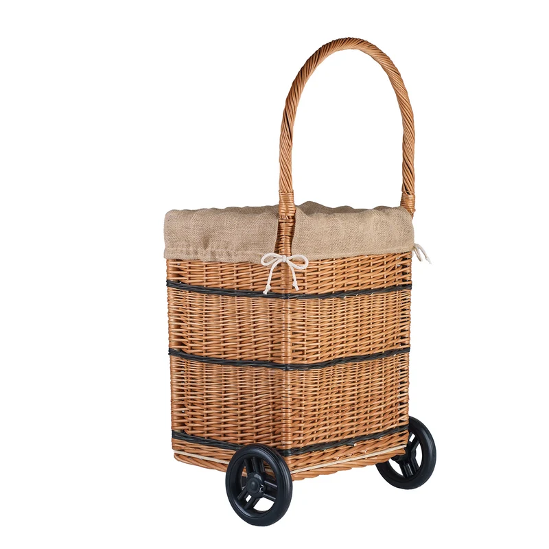 Solette wicker fireplace basket with jute trim, wheels, and handle TheWickerStories