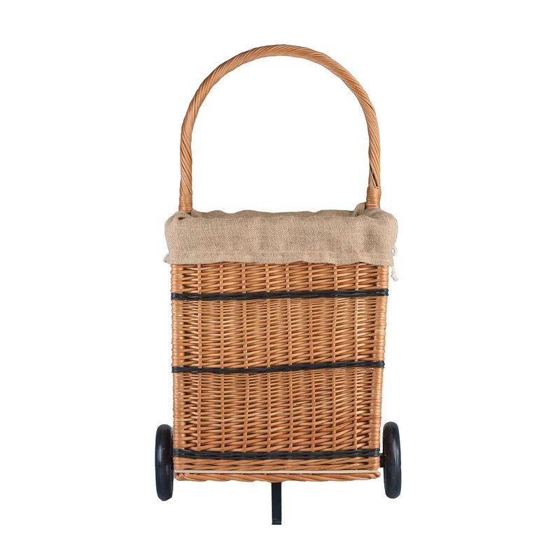 Solette wicker fireplace basket with jute trim, wheels, and handle TheWickerStories