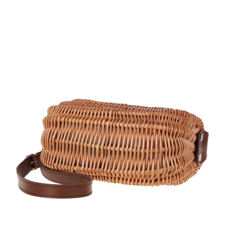 Raja wicker handbag with grey lining and strap TheWickerStories