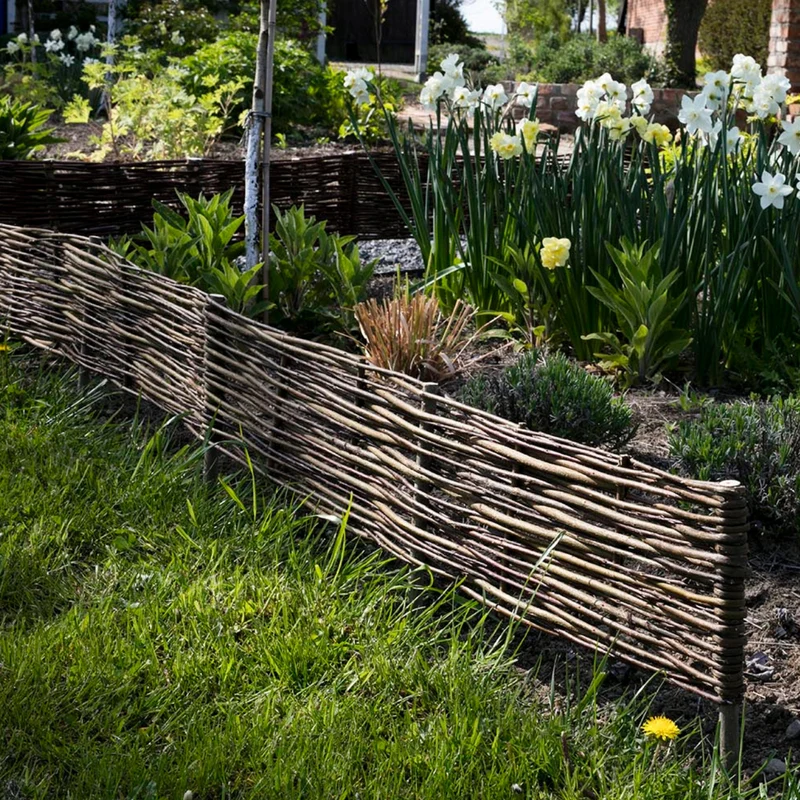 Domitia wicker garden fence, wicker palisade, wicker edging for flowerbeds, set of 5 pieces TheWickerStories
