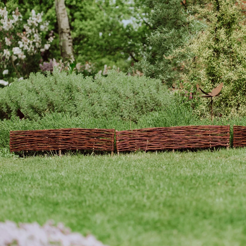 Domitia wicker garden fence, wicker palisade, wicker edging for flowerbeds, set of 5 pieces TheWickerStories