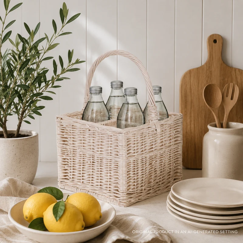 Gaudios wicker basket, bottle crate, carrier with compartments and handle TheWickerStories
