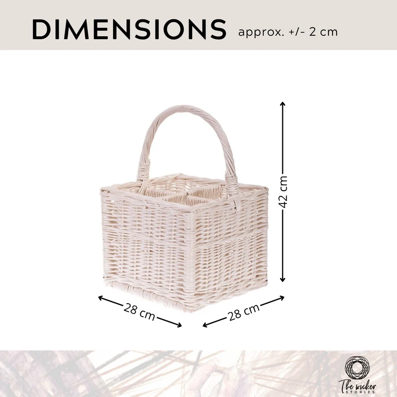 Gaudios wicker basket, bottle crate, carrier with compartments and handle TheWickerStories