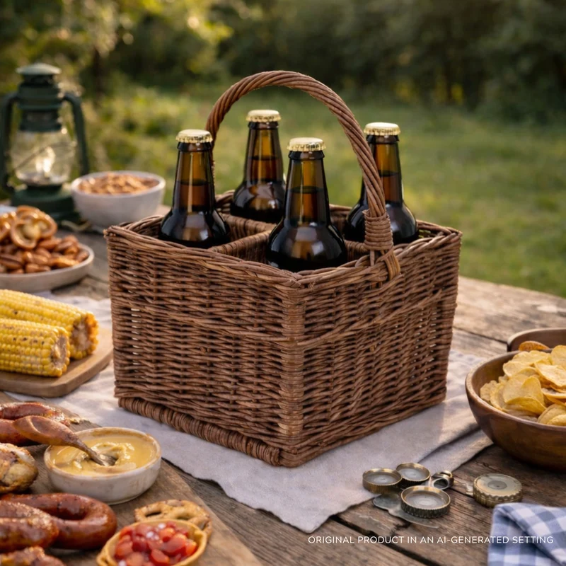 Gaudios wicker basket, bottle crate, carrier with compartments and handle TheWickerStories