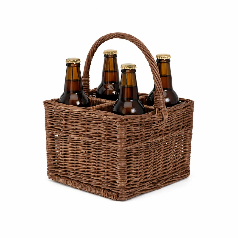 Gaudios wicker basket, bottle crate, carrier with compartments and handle TheWickerStories
