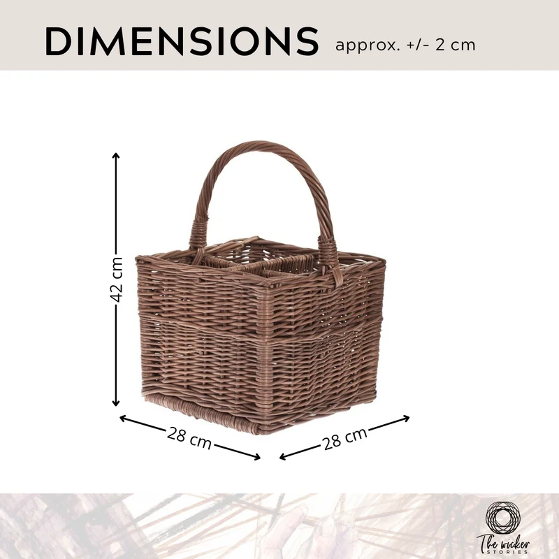 Gaudios wicker basket, bottle crate, carrier with compartments and handle TheWickerStories