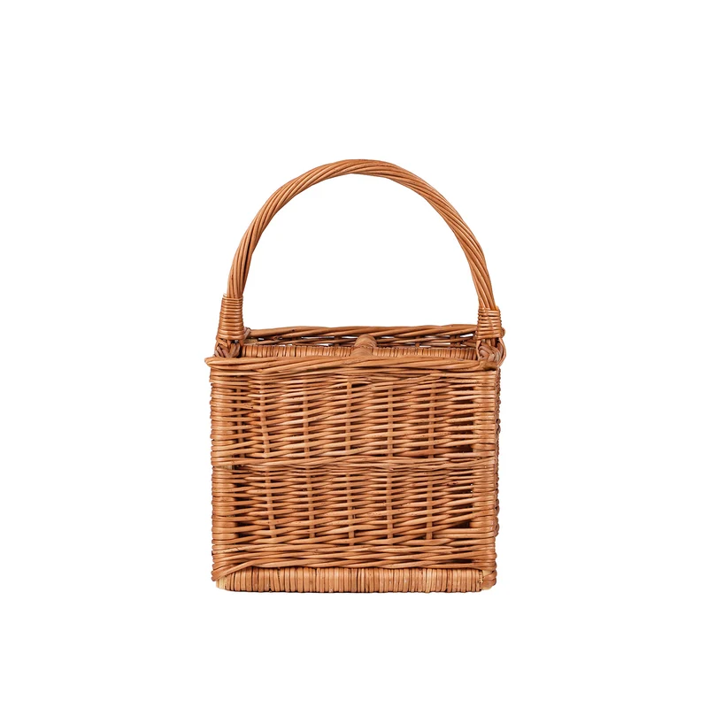 Gaudios wicker basket and bottle carrier with dividers and handle TheWickerStories