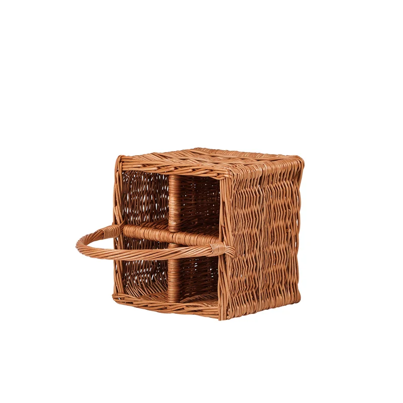 Gaudios wicker basket and bottle carrier with dividers and handle TheWickerStories