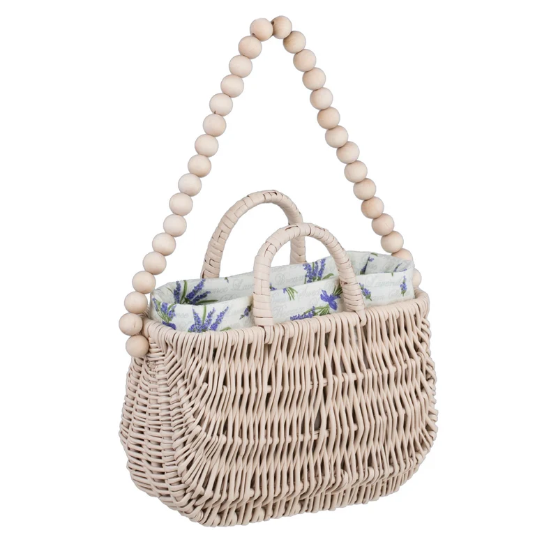 Raja wicker handbag with white lining and handle TheWickerStories