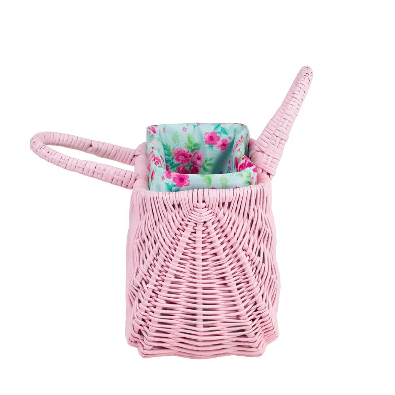 Werlissa wicker beach bag with mint trim and handle TheWickerStories