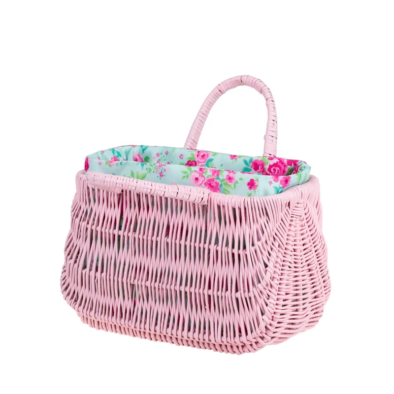 Werlissa wicker beach bag with mint trim and handle TheWickerStories