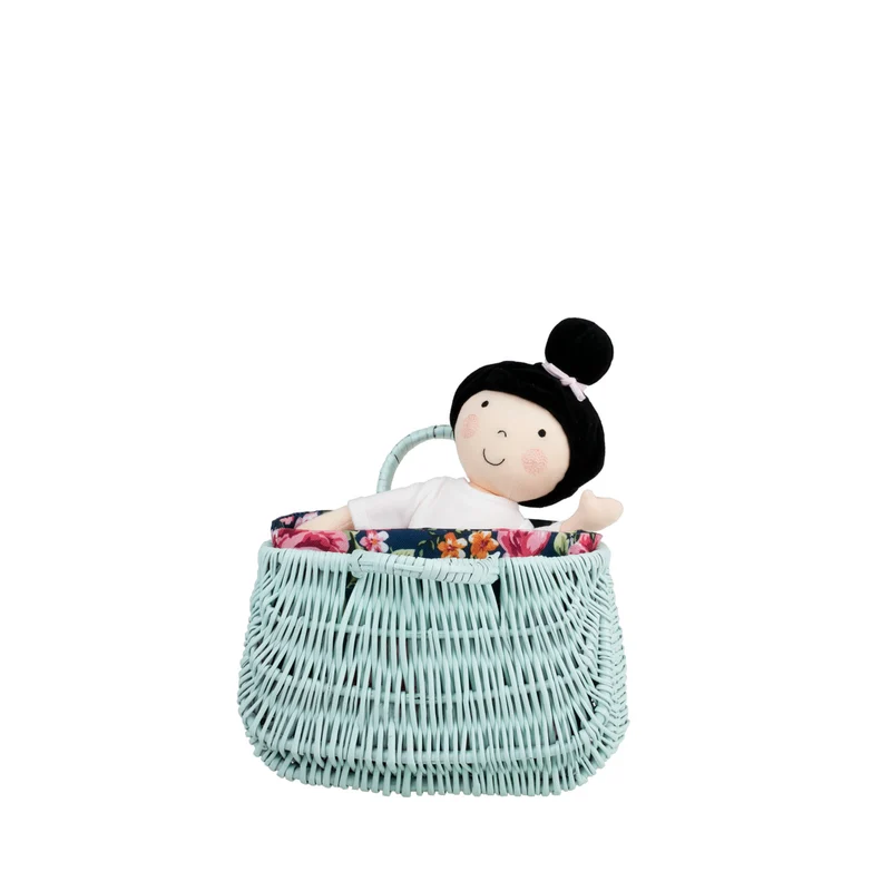 Werlissa wicker picnic and beach basket with navy trim and handles by TheWickerStories