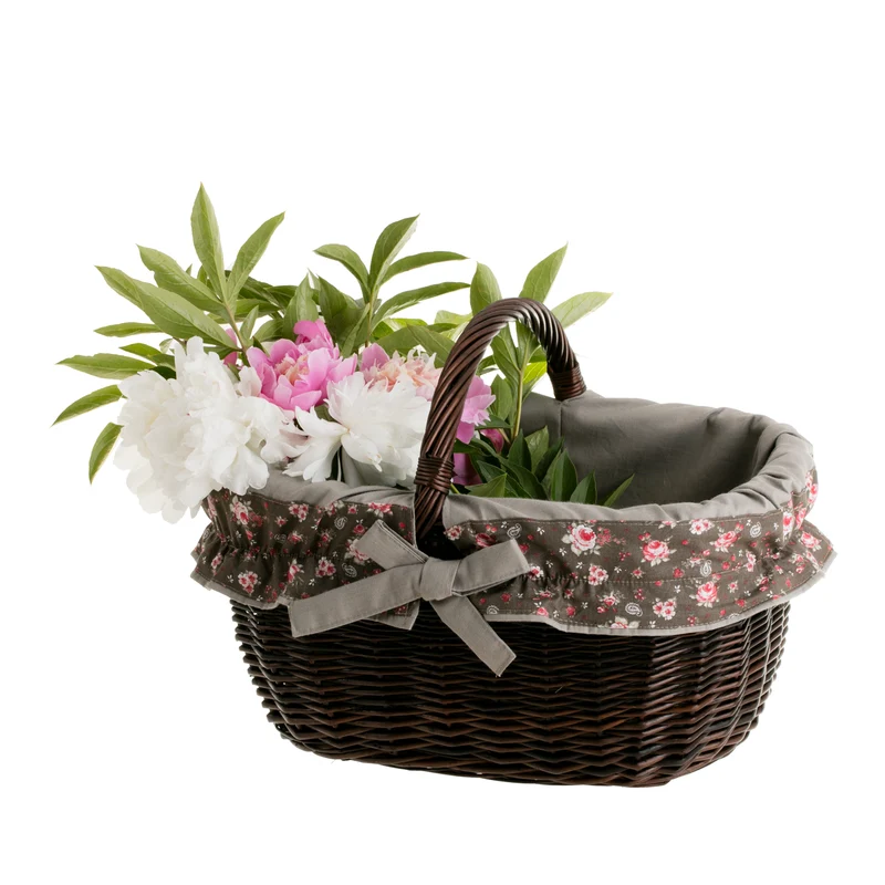 Wilhelmina wicker shopping basket, mushroom and picnic basket, decorative gift basket with trim TheWickerStories