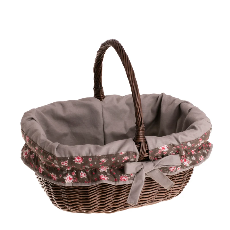 Wilhelmina wicker shopping basket, mushroom and picnic basket, decorative gift basket with trim TheWickerStories
