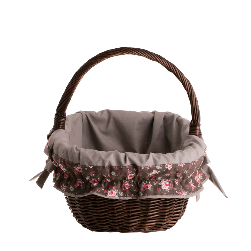 Wilhelmina wicker shopping basket, mushroom and picnic basket, decorative gift basket with trim TheWickerStories
