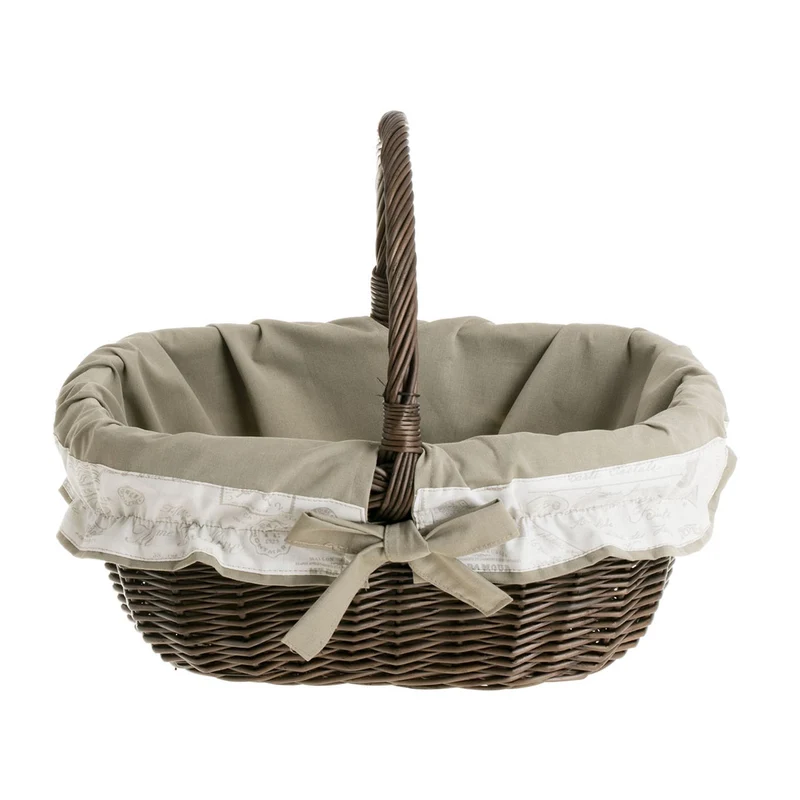 Wilhelmina wicker shopping basket, mushroom and picnic basket, decorative gift basket with trim TheWickerStories