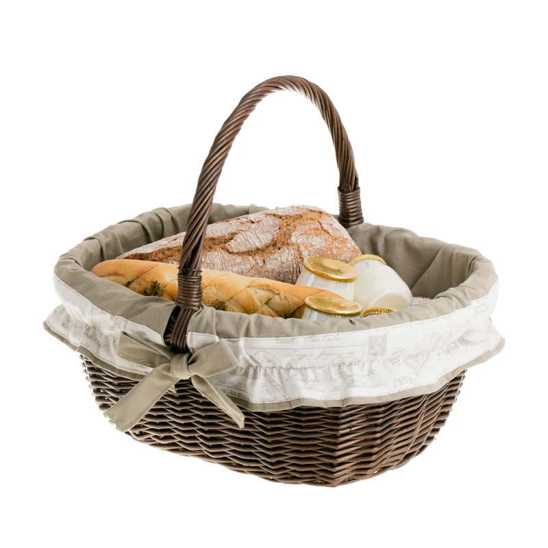 Wilhelmina wicker shopping basket, mushroom and picnic basket, decorative gift basket with trim TheWickerStories
