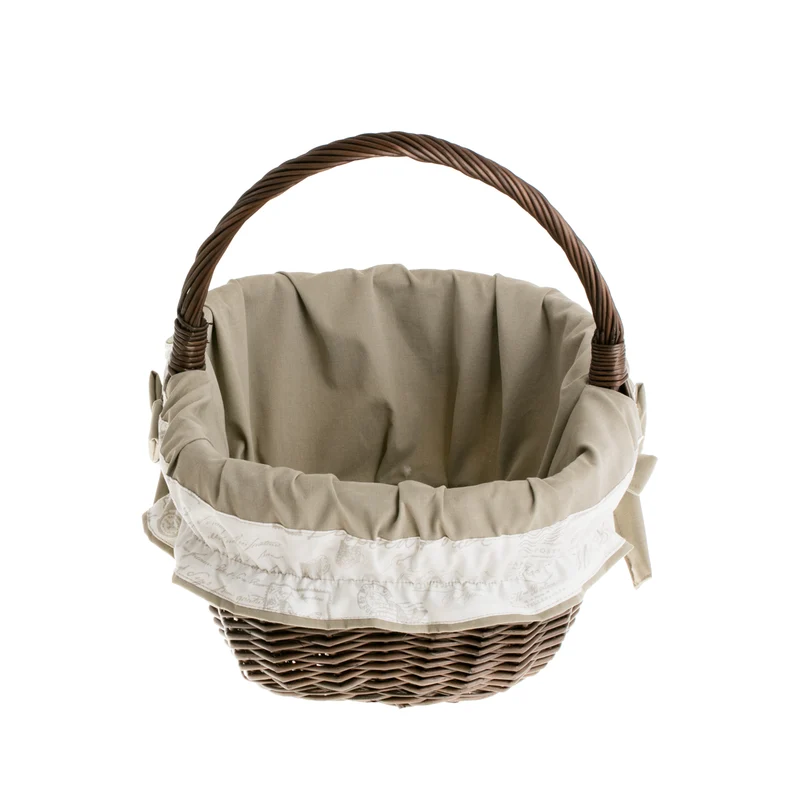 Wilhelmina wicker shopping basket, mushroom and picnic basket, decorative gift basket with trim TheWickerStories