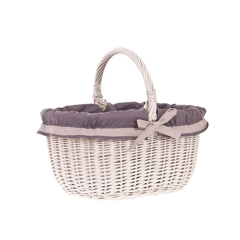 Walerissa wicker shopping basket, basket for mushrooms and picnic, decorative gift basket with trim TheWickerStories