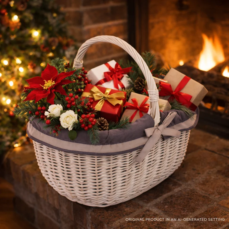 Walerissa wicker shopping basket, basket for mushrooms and picnic, decorative gift basket with trim TheWickerStories