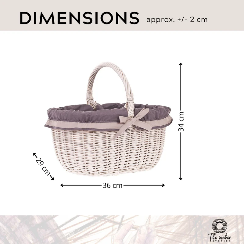 Walerissa wicker shopping basket, basket for mushrooms and picnic, decorative gift basket with trim TheWickerStories