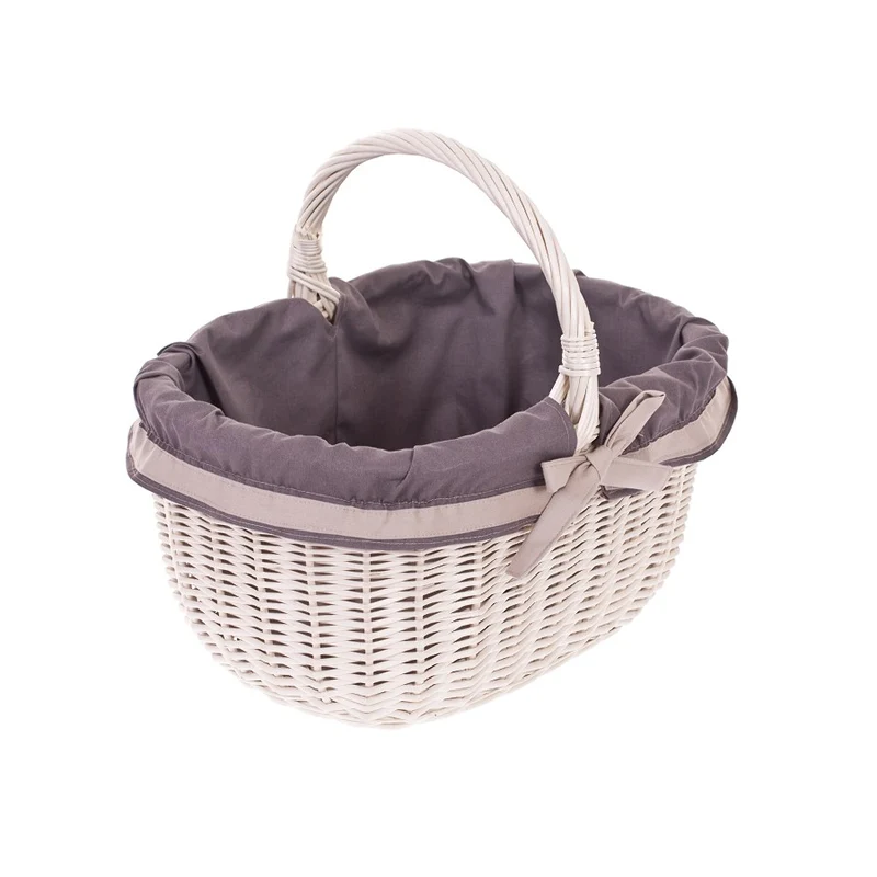 Walerissa wicker shopping basket, basket for mushrooms and picnic, decorative gift basket with trim TheWickerStories