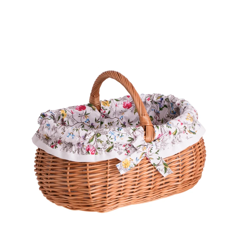 Wendissa wicker shopping basket, mushroom and picnic basket, decorative lined gift basket TheWickerStories