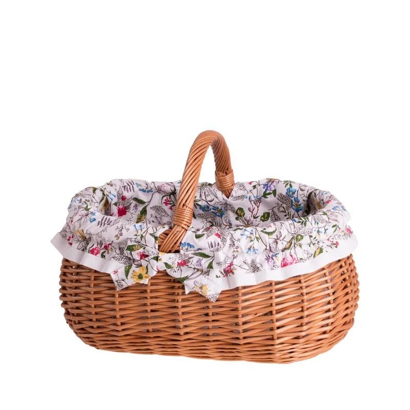 Wendissa wicker shopping basket, mushroom and picnic basket, decorative lined gift basket TheWickerStories