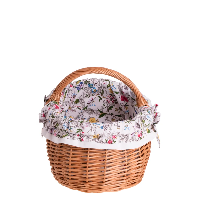 Wendissa wicker shopping basket, mushroom and picnic basket, decorative lined gift basket TheWickerStories