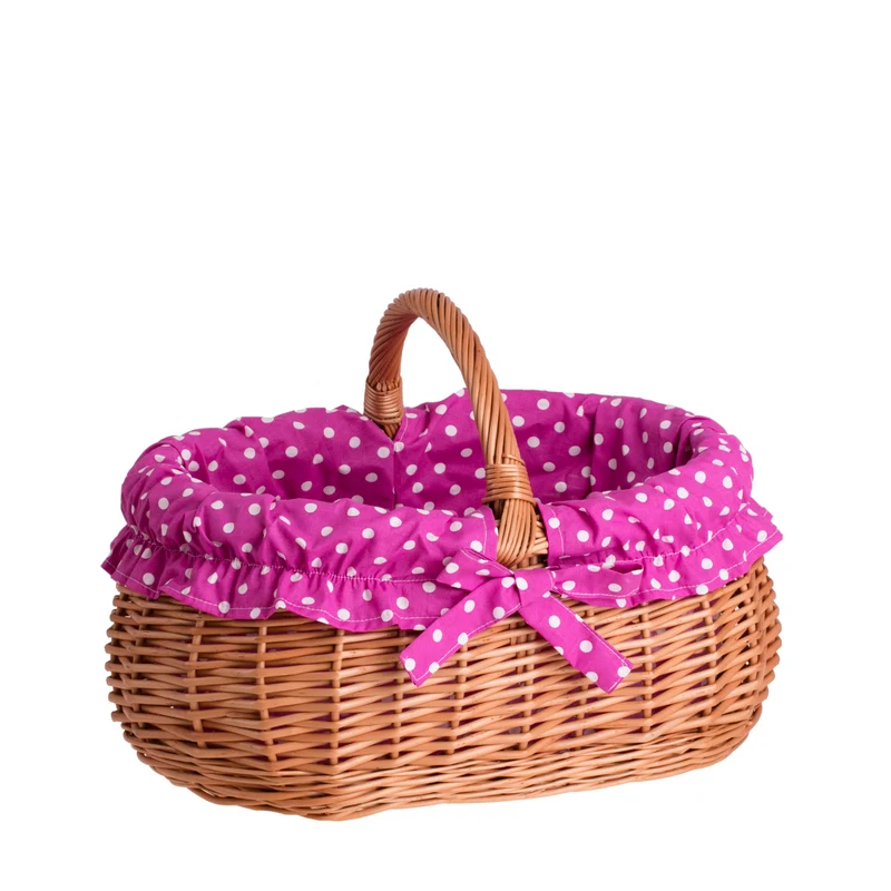 Wendissa wicker shopping basket, mushroom and picnic basket, decorative gift basket with trim TheWickerStories