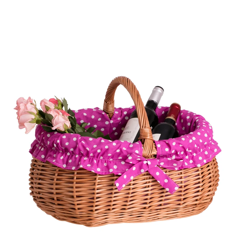 Wendissa wicker shopping basket, mushroom and picnic basket, decorative gift basket with trim TheWickerStories