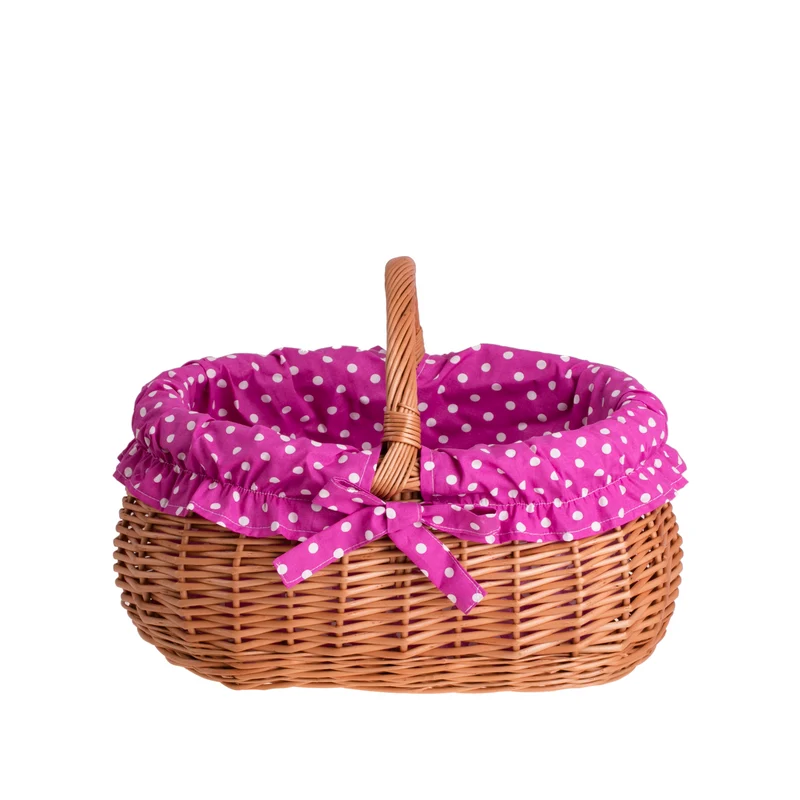 Wendissa wicker shopping basket, mushroom and picnic basket, decorative gift basket with trim TheWickerStories