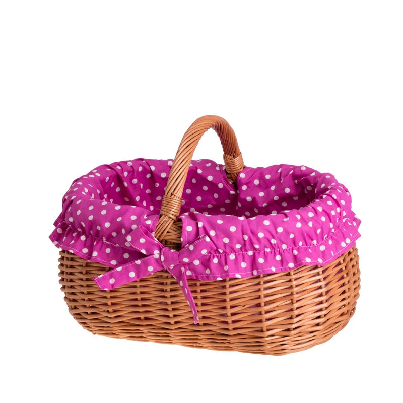 Wendissa wicker shopping basket, mushroom and picnic basket, decorative gift basket with trim TheWickerStories