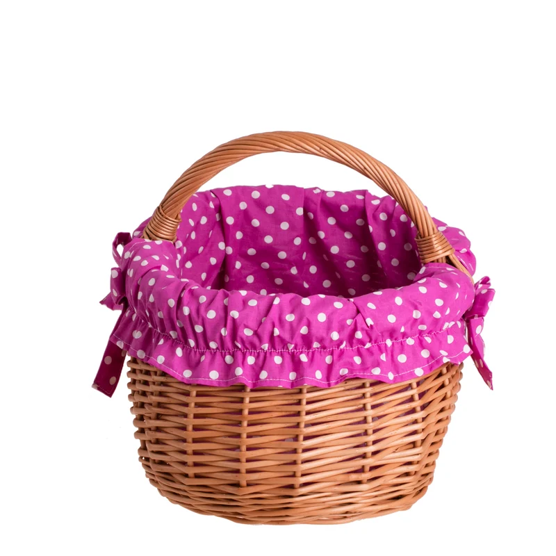 Wendissa wicker shopping basket, mushroom and picnic basket, decorative gift basket with trim TheWickerStories