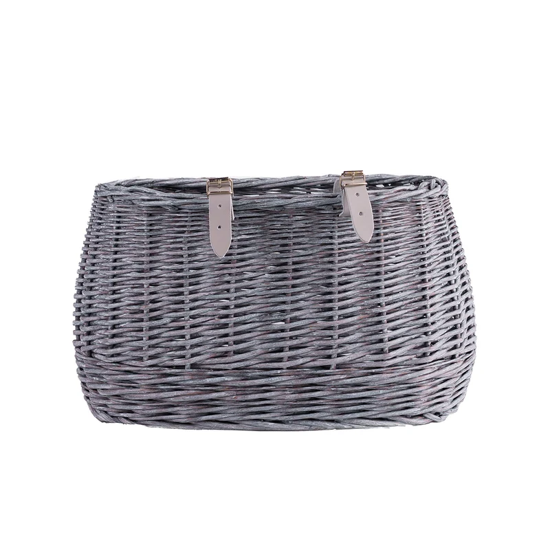 Marone wicker bike basket with straps TheWickerStories