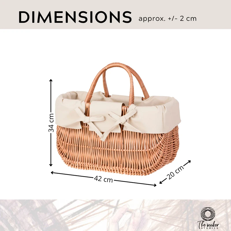 Werlissa wicker bag, women's handbag, picnic basket with handles and trim TheWickerStories