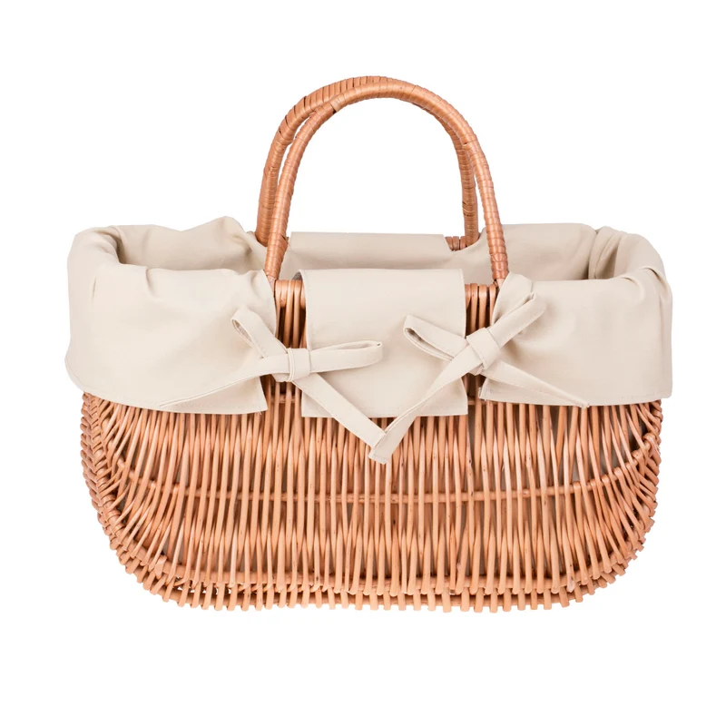 Werlissa wicker bag, women's handbag, picnic basket with handles and trim TheWickerStories