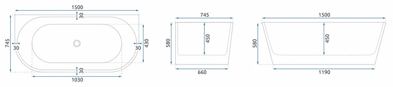 Badewanne Olimpia 150cm