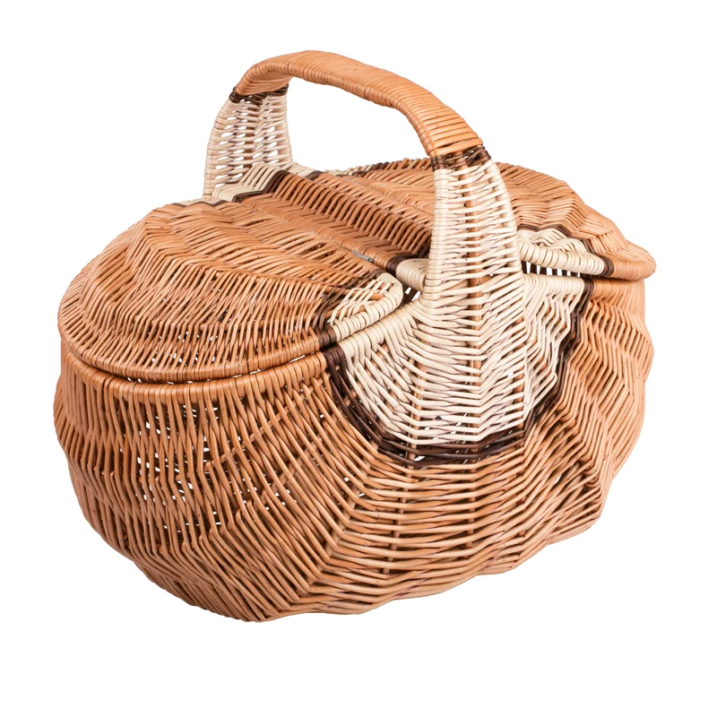 Kastelia wicker picnic basket, shopping basket with handle and lid TheWickerStories