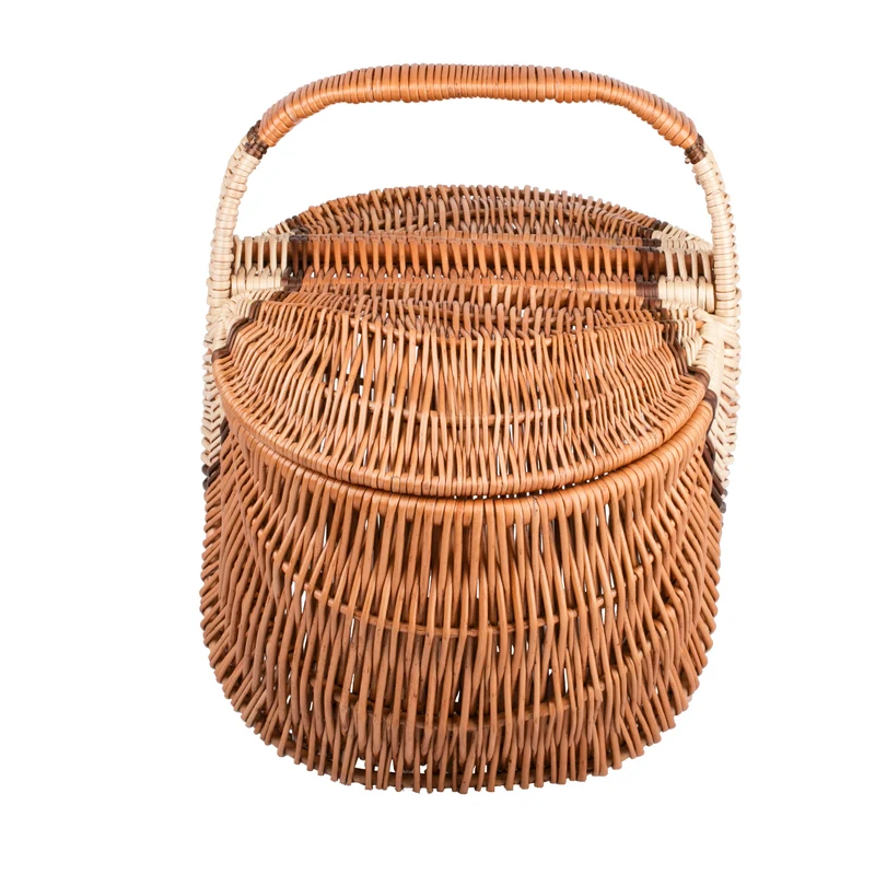 Kastelia wicker picnic basket, shopping basket with handle and lid TheWickerStories
