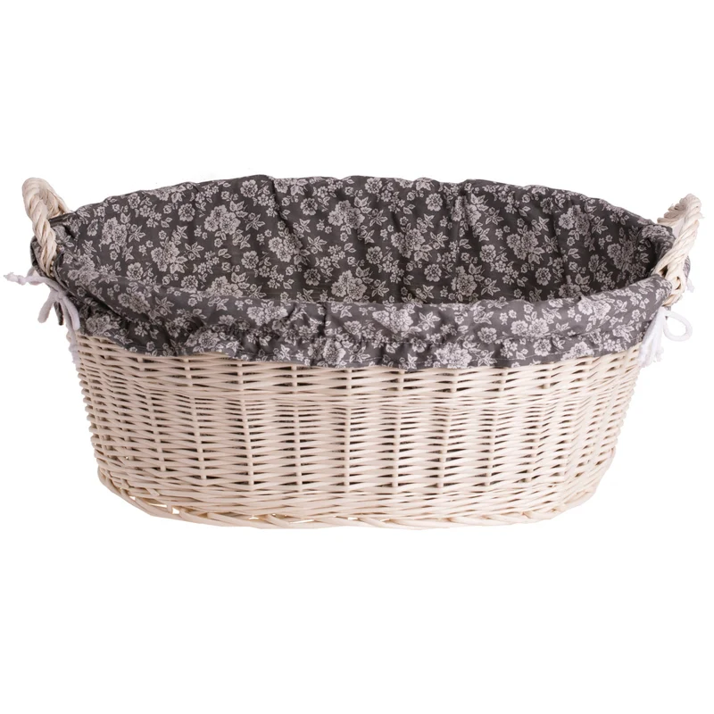 Milvus wicker basket with handles and grey lining TheWickerStories