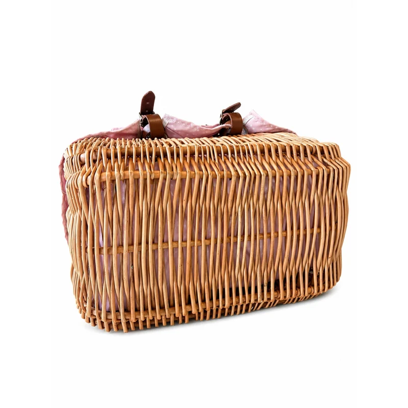 Werlissa wicker bicycle handlebar basket with pink trim and handles TheWickerStories