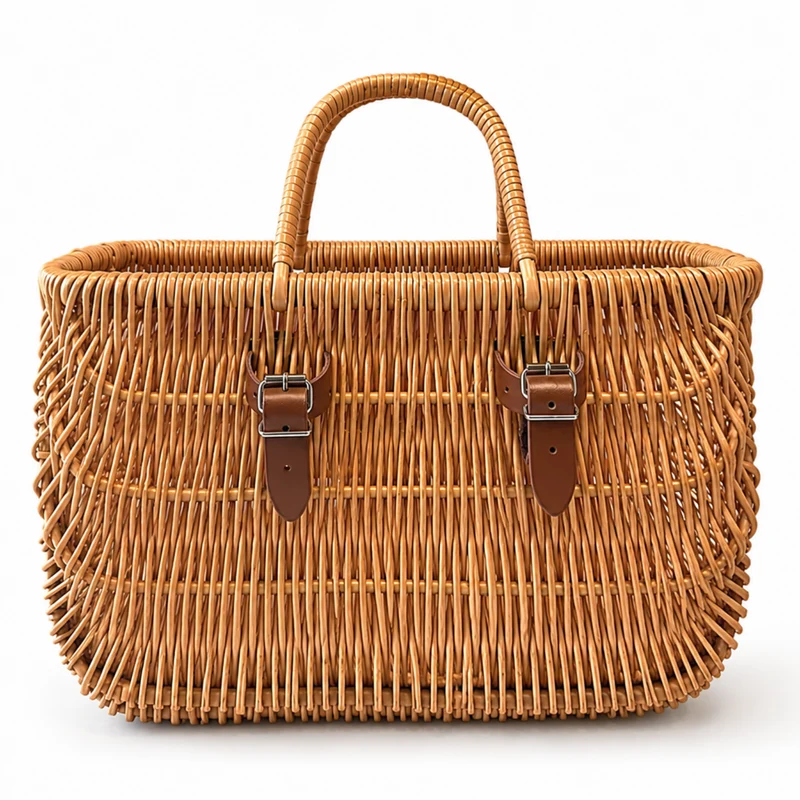 Werlissa wicker bike basket, bicycle basket with leather straps TheWickerStories