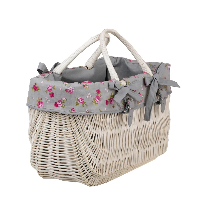 Werlissa wicker bicycle basket with gray trim and handles TheWickerStories