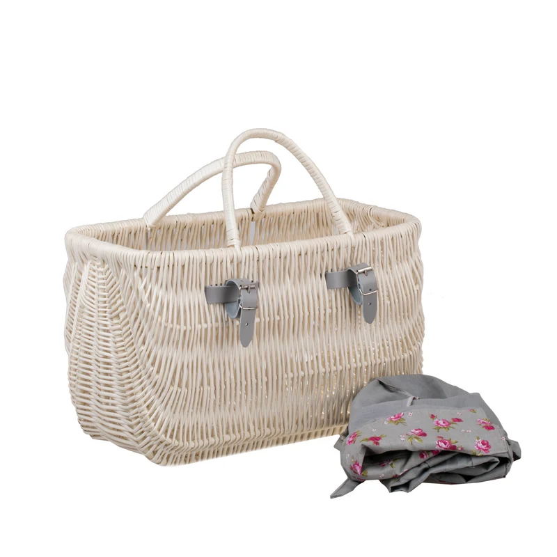 Werlissa wicker bicycle basket with gray trim and handles TheWickerStories